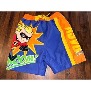 Disney Pixar The Incredibles Dash Swim Trunks Boys XXS Blue Orange Board Shorts